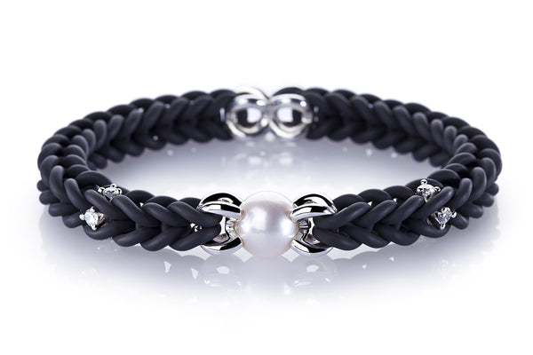kautschuk armband_schmuck_kairos_silber_hochwertige-suesswasserperle_perlen_handgefertigt_handarbeit_ramona matthaei