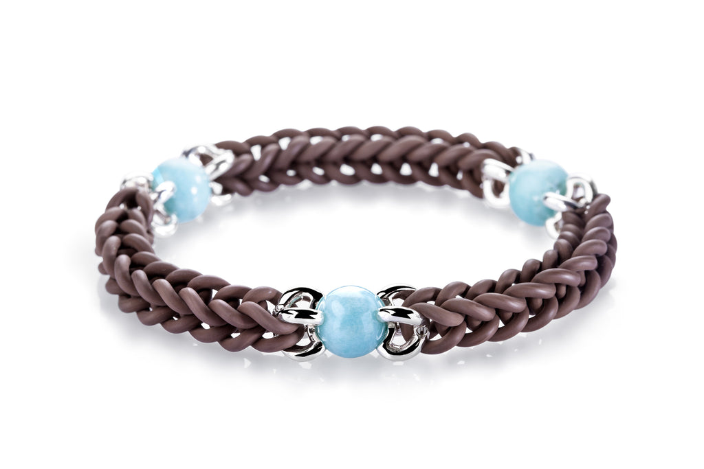 kautschuk armband_schmuck_kairos_silber_amazonit_handgefertigt_handarbeit