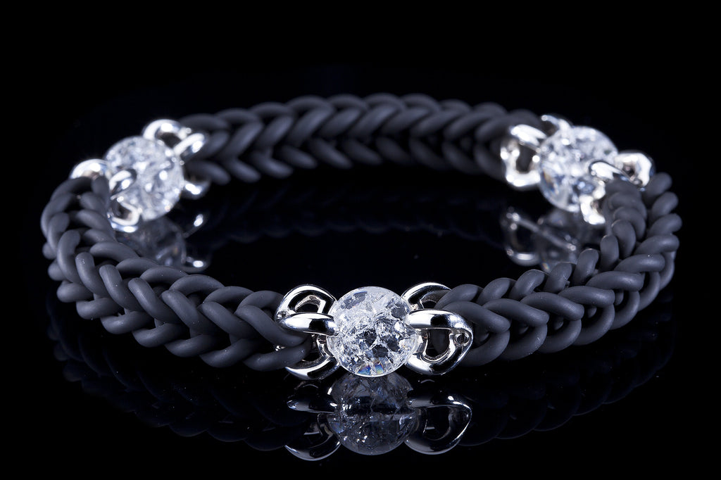 kautschuk armband_schmuck_kairos_silber_eiskristall_handgefertigt_handarbeit